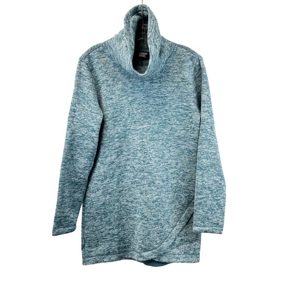 Lands’ End Women’s Fleece Tunic Funnel Neck Turquoise Space Dye Size Small - Picture 1 of 8